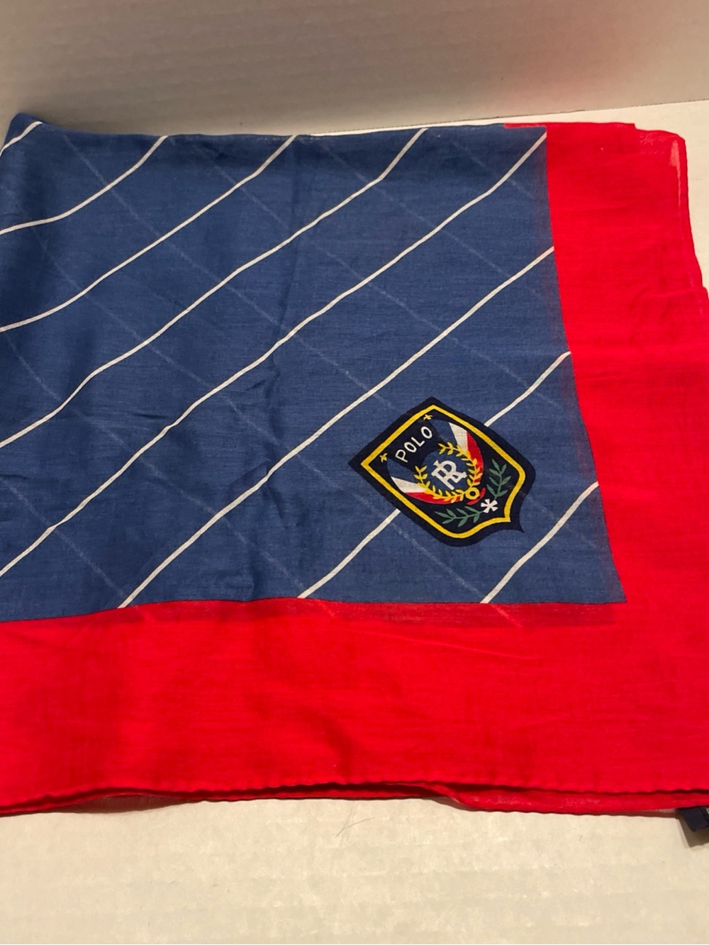 Vintage Polo Ralph Lauren Red, White & Blue Crest Scarf 1980/1990
